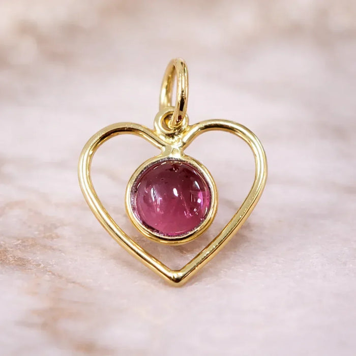 14k Gold Heart Pendant: Pink Tourmaline Cabochon Necklace - K Jewelry Accessories