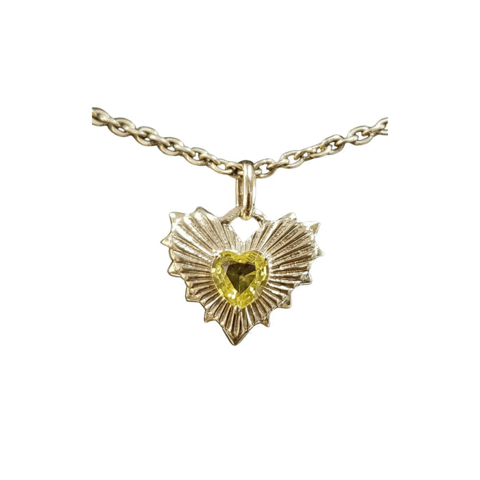 14k Gold Heart Shaped Yellow Sapphire Pendant - K Jewelry Accessories
