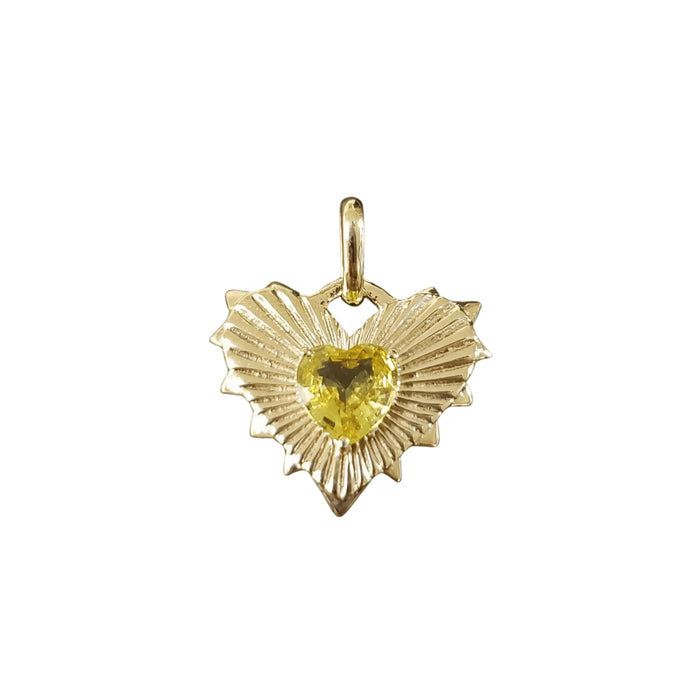 14k Gold Heart Shaped Yellow Sapphire Pendant - K Jewelry Accessories