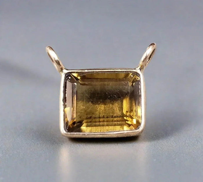 14k Gold Honey Quartz Charm Pendant connector for women - K Jewelry Accessories