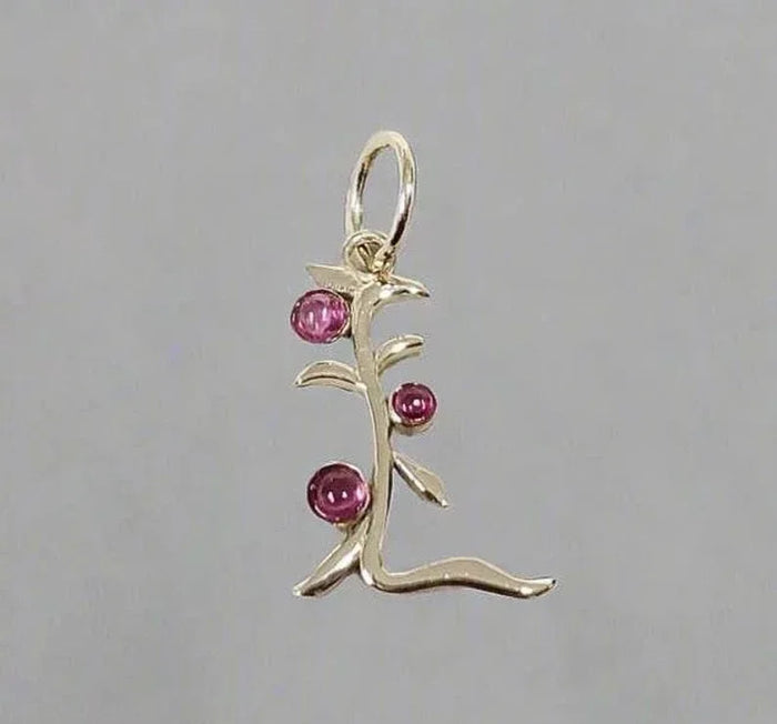 14k Gold Initial L Pendant: Spinel & Diamond Accent, Boho Chic (Copy) - K Jewelry Accessories