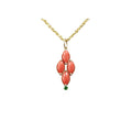 14k Gold Italian Marquise Coral & Tsavorite Pendant - K Jewelry Accessories