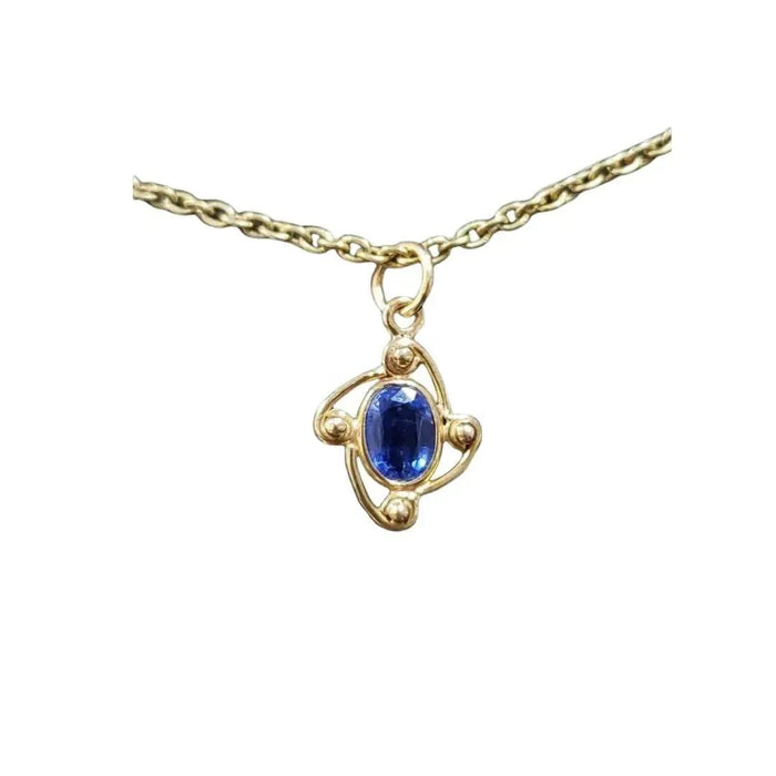 14k Gold Kyanite Pendant, Handmade Gold Jewelry, Oval Shape Kyanite - K Jewelry Accessories