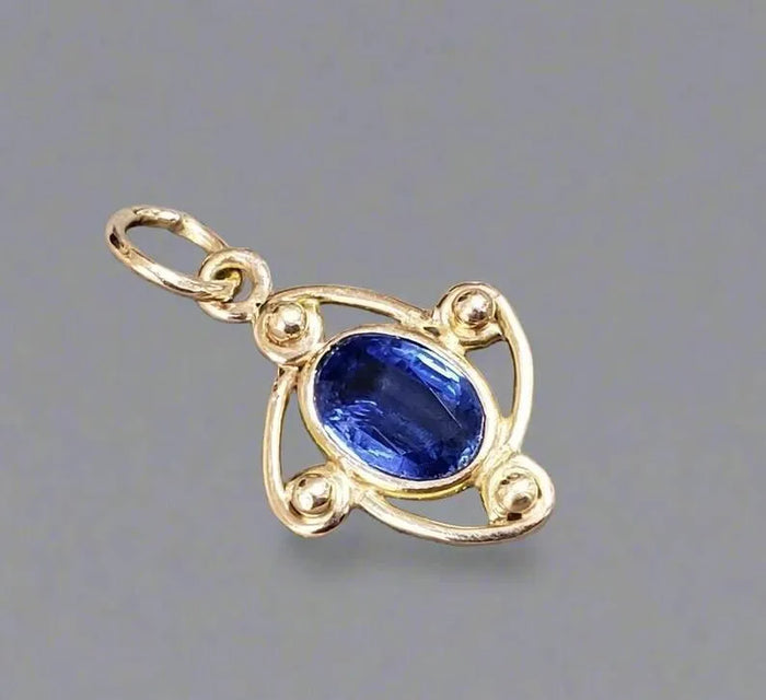 14k Gold Kyanite Pendant, Handmade Gold Jewelry, Oval Shape Kyanite - K Jewelry Accessories