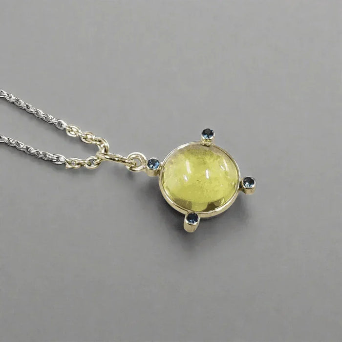 14k Gold Lemon Quartz & London Blue Topaz Pendant - K Jewelry Accessories