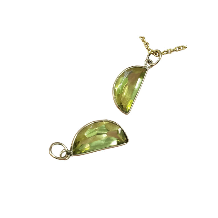 14k Gold Lemon Quartz Pendant Moon shape for women - K Jewelry Accessories