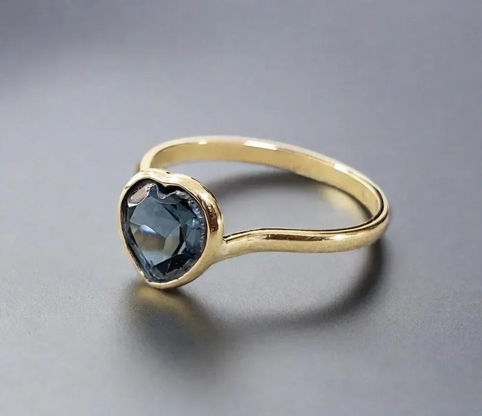 14k Gold London Blue Topaz Heart Ring - K Jewelry Accessories