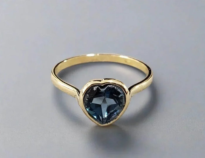 14k Gold London Blue Topaz Heart Ring - K Jewelry Accessories