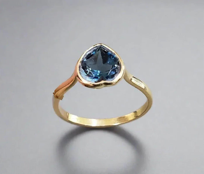 14k Gold London Blue Topaz Heart Ring - K Jewelry Accessories