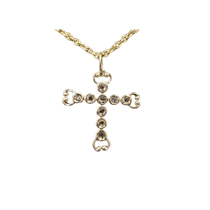 14k Gold Love Cross Natural Diamond Charm Pendant - K Jewelry Accessories