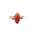 14k Gold Marquise Coral & Ruby Ring - K Jewelry Accessories
