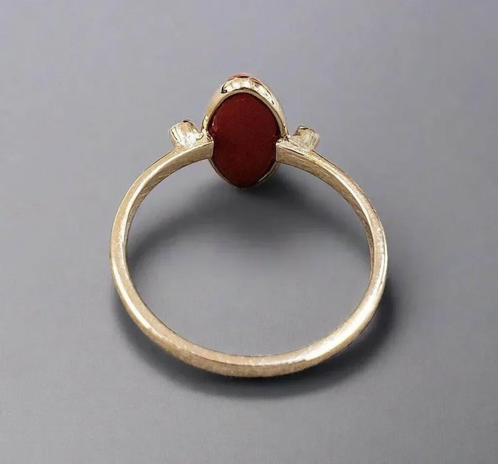 14k Gold Marquise Coral & Ruby Ring - K Jewelry Accessories