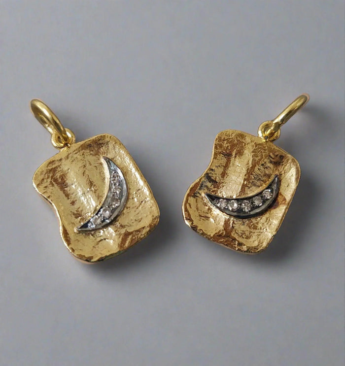 14k Gold Moon Shape Diamond Charm Pendant Designer - K Jewelry Accessories