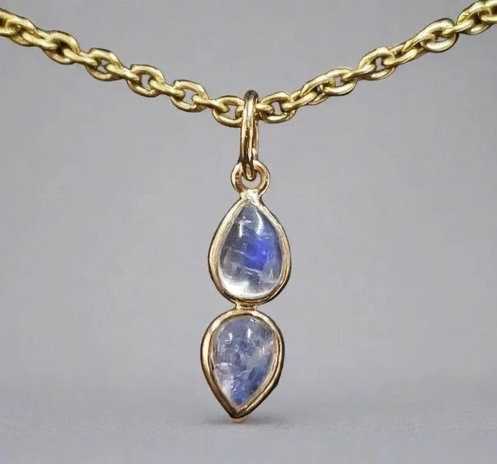 14k Gold Moonstone Pendant Rainbow Charm Natural - K Jewelry Accessories