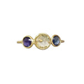 14K Gold Multi Sapphire Ring: Three Stone Stacking Band