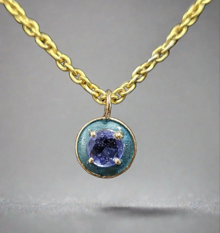 14k Gold Natural Blue Sapphire Charm Necklace - K Jewelry Accessories