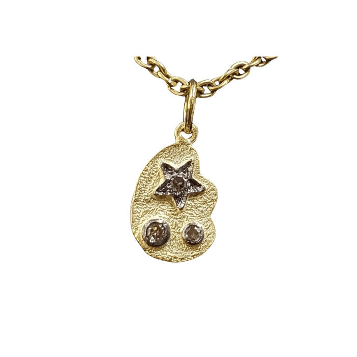 14k Gold Natural Diamond Oxidized Stars & Constellation Pendant - K Jewelry Accessories