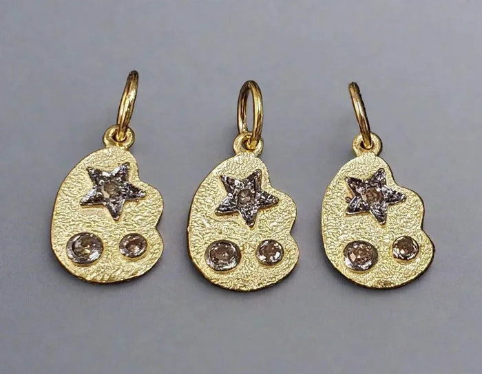 14k Gold Natural Diamond Oxidized Stars & Constellation Pendant - K Jewelry Accessories