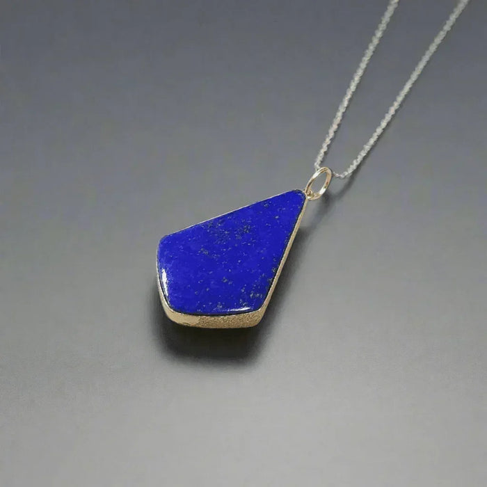 14k Gold Natural Lapis Lazuli Kite Shape Pendant - K Jewelry Accessories