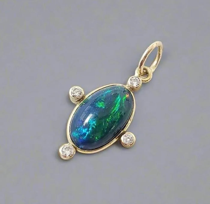 14k Gold Opal Pendant – Ethiopian Fire Opal Necklace - K Jewelry Accessories