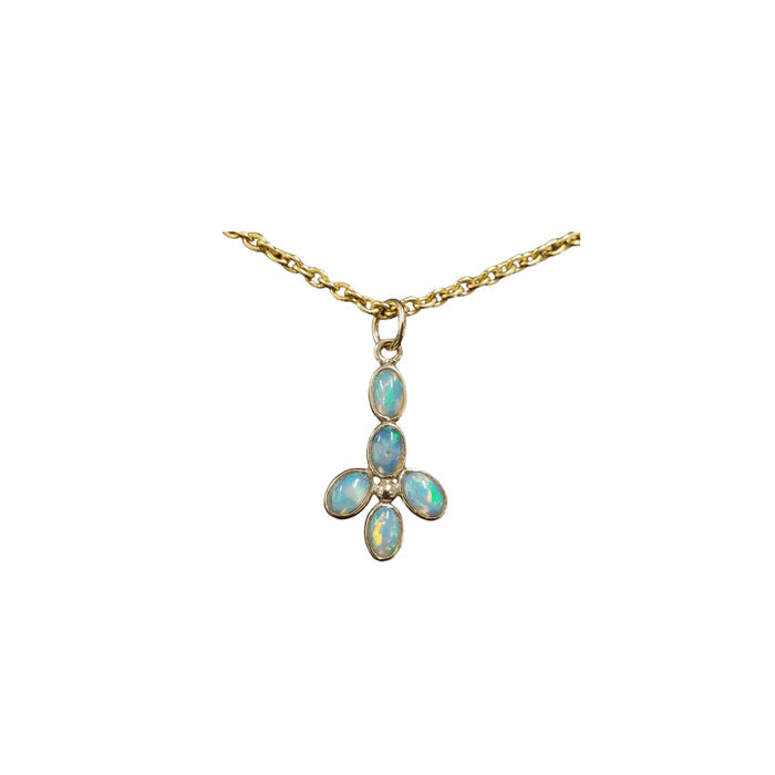 14k Gold Opal Pendant Flower Shape Elegant Piece - K Jewelry Accessories
