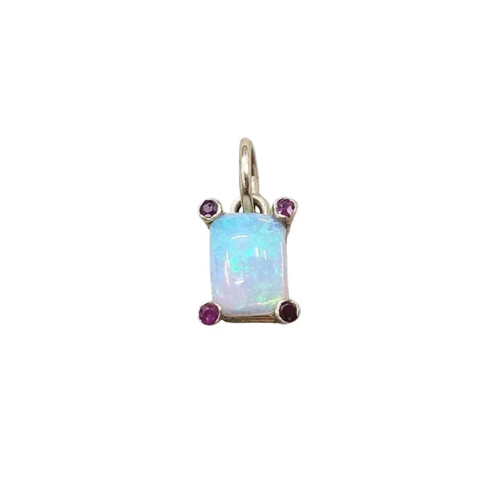 14k Gold Opal & Ruby Pendant • Multi-Flash Opal Necklace - K Jewelry Accessories