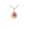 14k Gold Oval Cabochon Ruby Pendant charm - K Jewelry Accessories