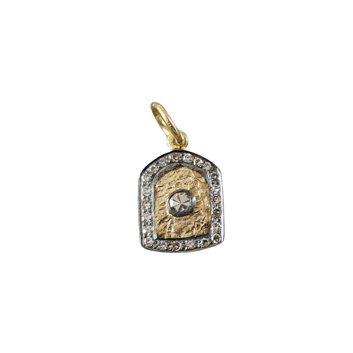 14k gold Oxidized Diamond Charm Pendant Door Shape - K Jewelry Accessories