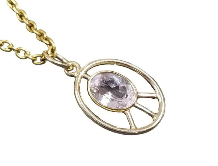 14k Gold Peace Symbol Pink Morganite Pendant - K Jewelry Accessories
