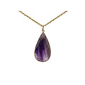 14k Gold Pear Shape Amethyst Pendant | Natural Purple Gemstone