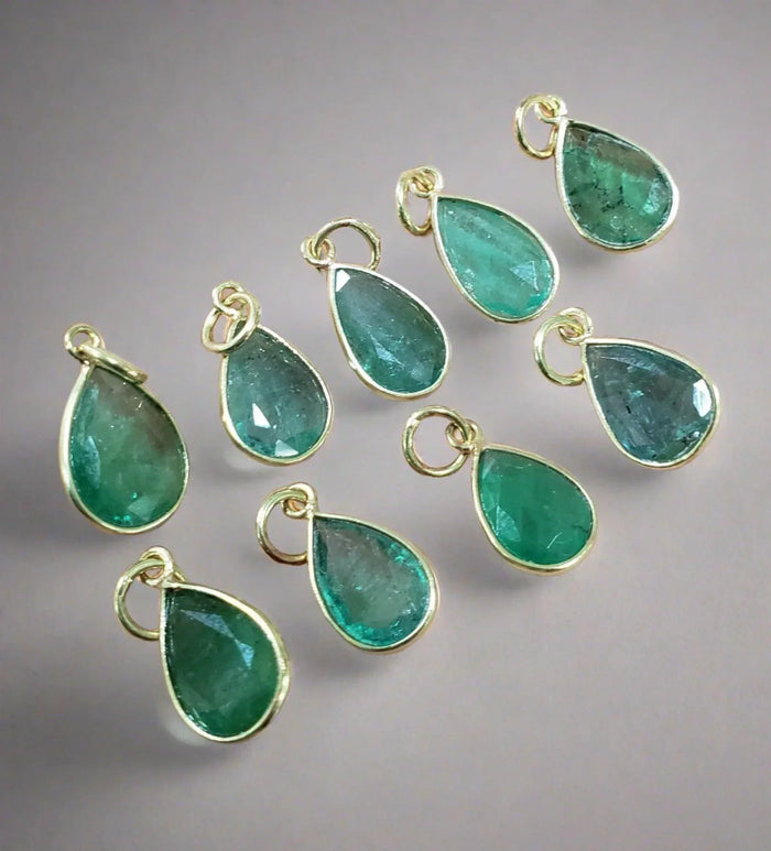 14k Gold Pear Zambian Emerald Pendant - K Jewelry Accessories