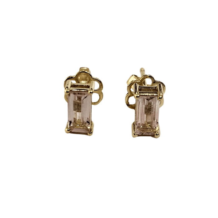 14k Gold Pink Baguette Tourmaline Affordable Gold Earrings Studs - K Jewelry Accessories