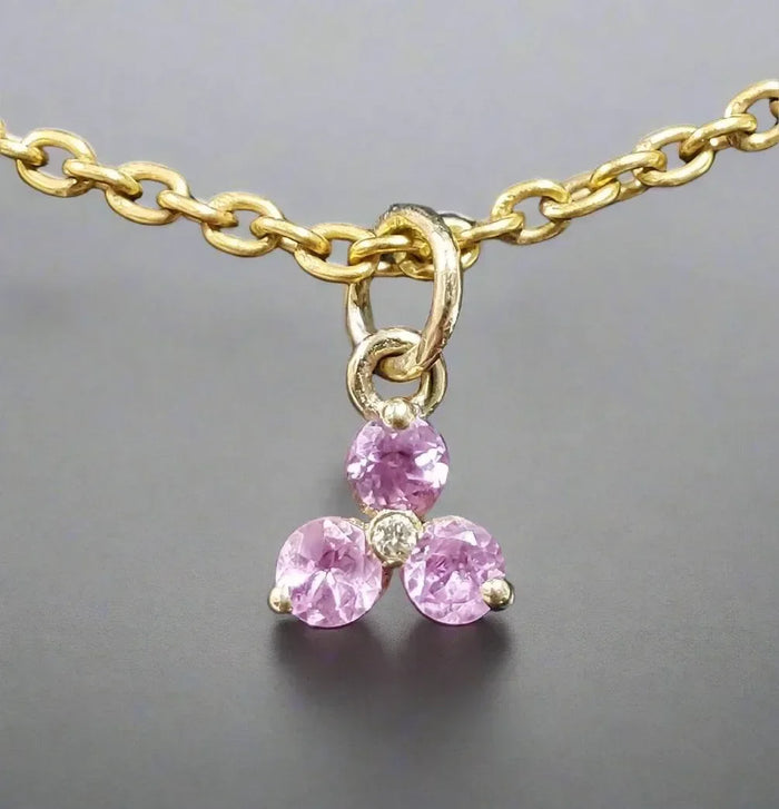 14k Gold Pink Sapphire and Diamond Pendant - K Jewelry Accessories