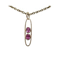 14k Gold Pink Sapphire Paperclip Pendant, Modern Minimal Charm