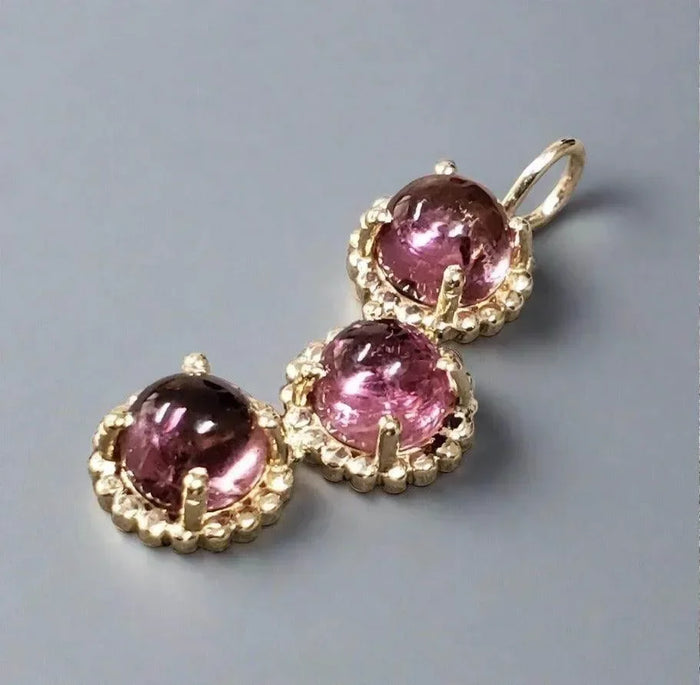 14k Gold Pink Tourmaline Charm Pendant Birthstone Jewelry - K Jewelry Accessories