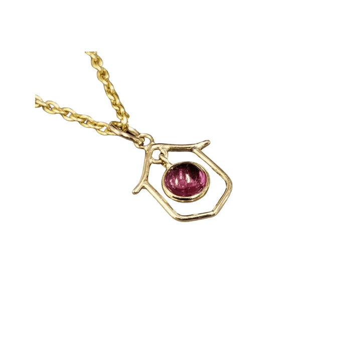 14k Gold Pink Tourmaline Charm Pendant for women - K Jewelry Accessories