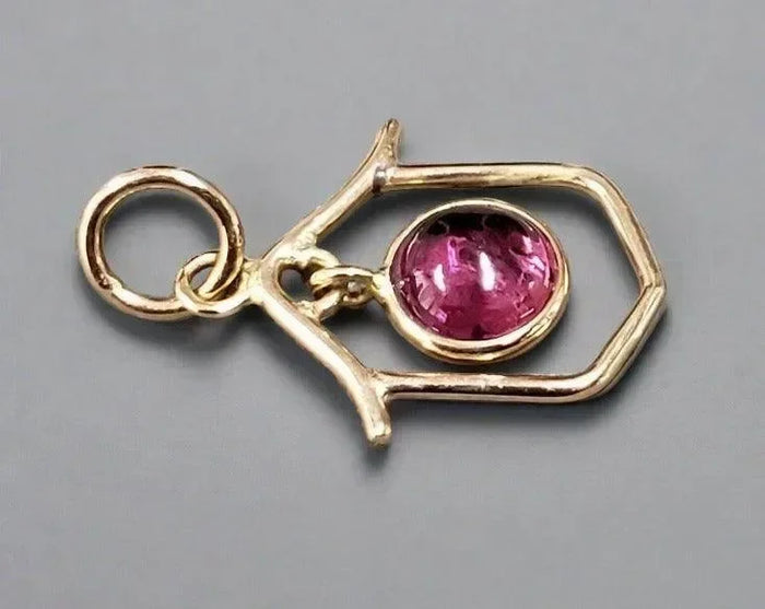 14k Gold Pink Tourmaline Charm Pendant for women - K Jewelry Accessories