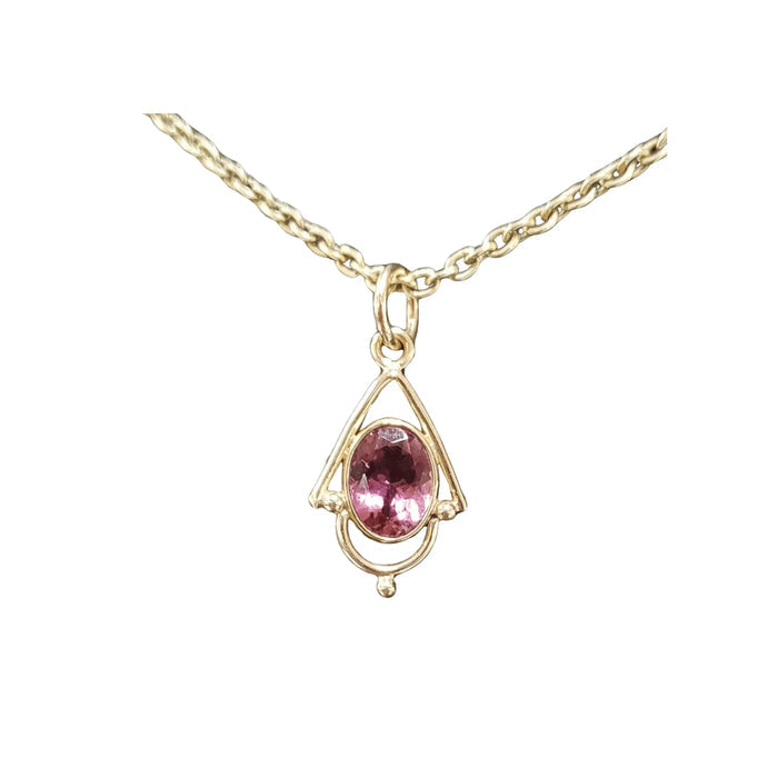 14k Gold Pink Tourmaline Dainty Pendant - K Jewelry Accessories