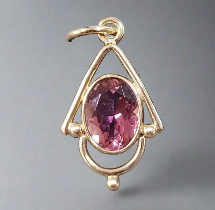 14k Gold Pink Tourmaline Dainty Pendant - K Jewelry Accessories