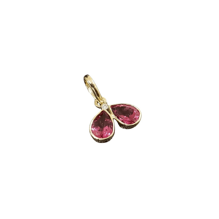 14k Gold Pink Tourmaline Necklace & Diamond Pendant - K Jewelry Accessories