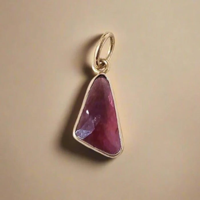 14k Gold Pink Tourmaline Pendant: Handmade Faceted Gemstone Jewelry