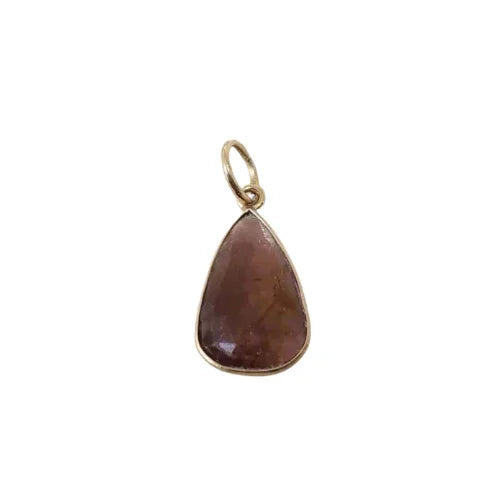 14k Gold Pink Tourmaline Pendant: Pear Gemstone, Handmade