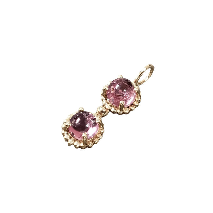 14k Gold Pink Tourmaline Round Charm Pendant - K Jewelry Accessories