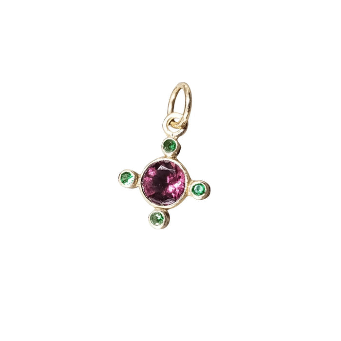 14k Gold Pink Tourmaline & Tsavorite Pendant - K Jewelry Accessories