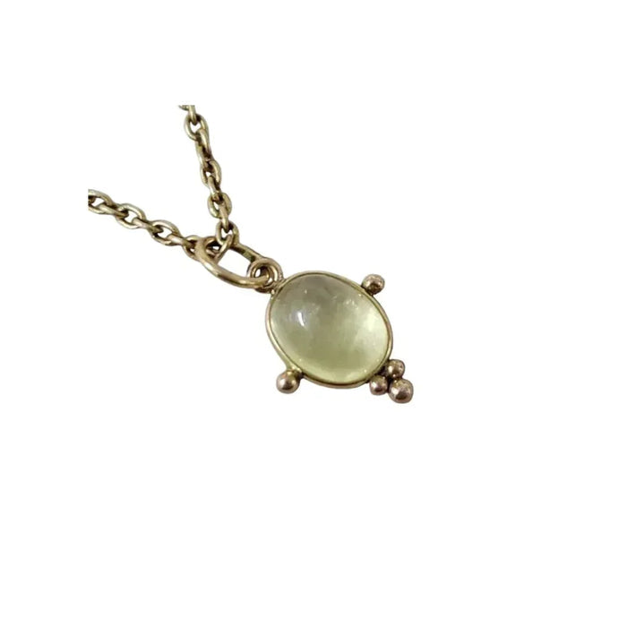 14k Gold Prehnite Pendant • Unique Gold Granule Accent Charm - K Jewelry Accessories