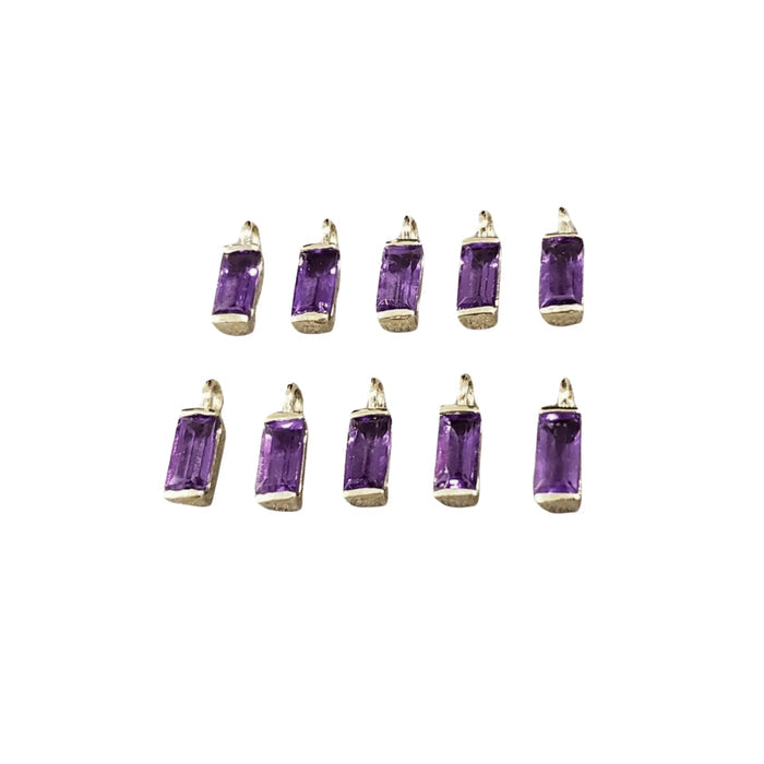 14k Gold Purple Amethyst Charm Baguette - K Jewelry Accessories