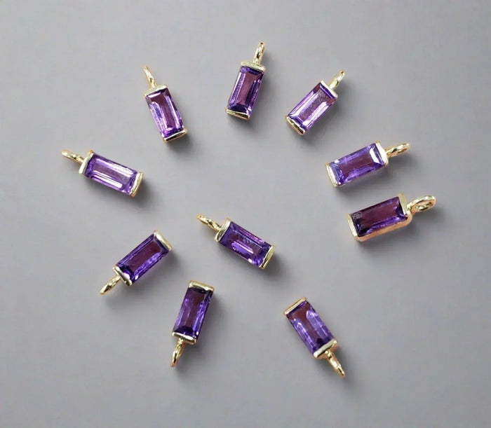 14k Gold Purple Amethyst Charm Baguette - K Jewelry Accessories
