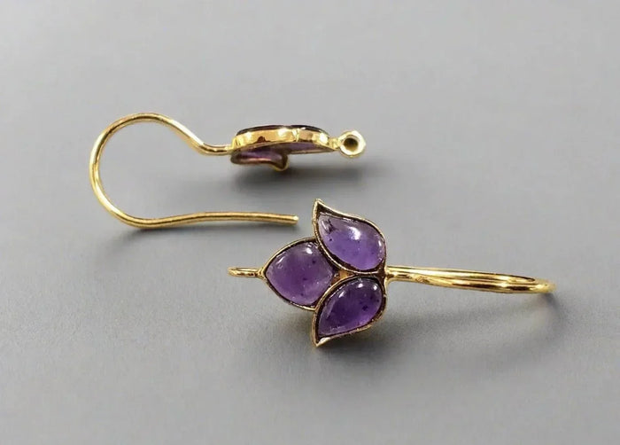 14k Gold Purple Amethyst February Birthstone Earrings - K Jewelry Accessories