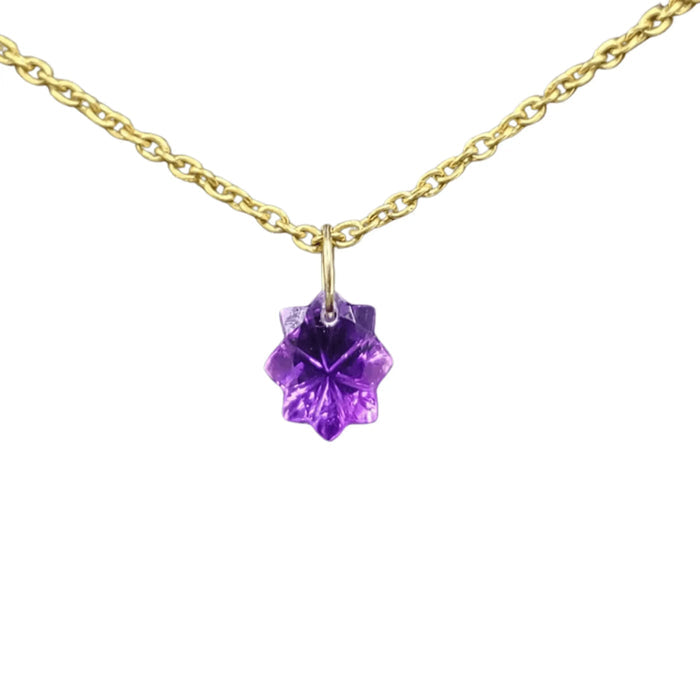 14k Gold Purple Amethyst Necklace Charm Pendant - K Jewelry Accessories
