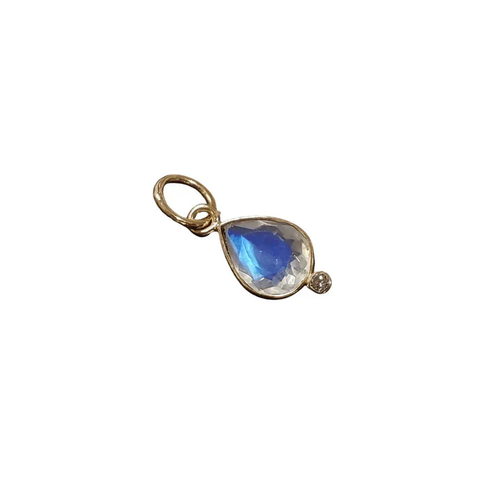 14K Gold Rainbow Moonstone And Diamond Pendant - K Jewelry Accessories